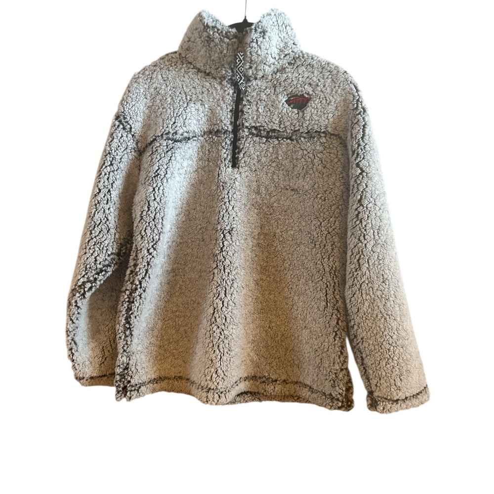 NHL Minnesota Wild NWT Woman's Gray Sherpa 1/4 Zip Jacket‎ Size Small